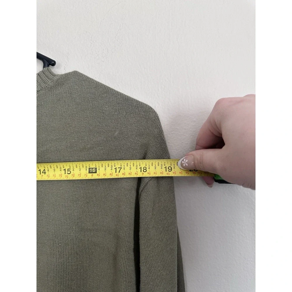 Vintage St. Johns Bay 90s Sweater Crew Neck 100% Cotton Olive Green Mens LARGE